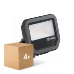 Mehrfachpackung 4x Ledvance Led-Scheinwerfer Aluminium Schwarz 8W 1100lm 100D - 830  | IP66 - Symmetrisch