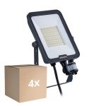 Lot 4x Philips Projecteur LED Ledinaire BVP167 50W 6000lm 110D - 830-840-865 CCT | IP65 - Détecteur de Mouvement et de Lumière - Symétrique