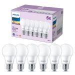 Lot 6x Philips Ampoule LED E27 Poire Dépolie 8W 806lm - 827 