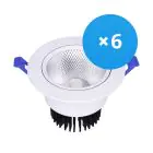 Lot 6x Downlight LED Rond inclinable 15W 1200lm 60D - 930 Blanc Chaud | 135mm - Diamètre 110mm - UGR 